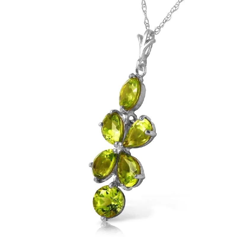 heart locket necklace for gifts -3.15 CTW 14K Solid White Gold Incidental Souls Peridot Necklace