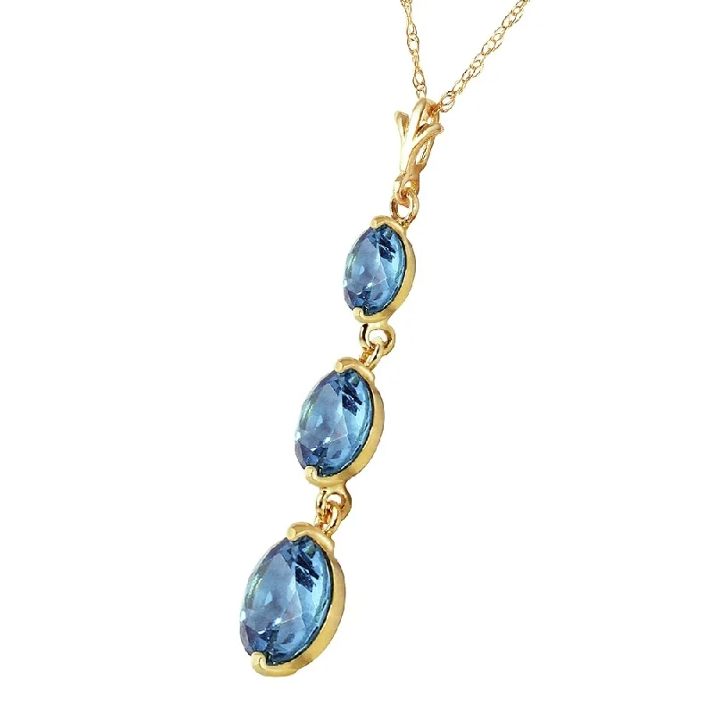 angel number necklace for women -3.6 Carat 14K Solid Gold Bluejay Blue Topaz Necklace