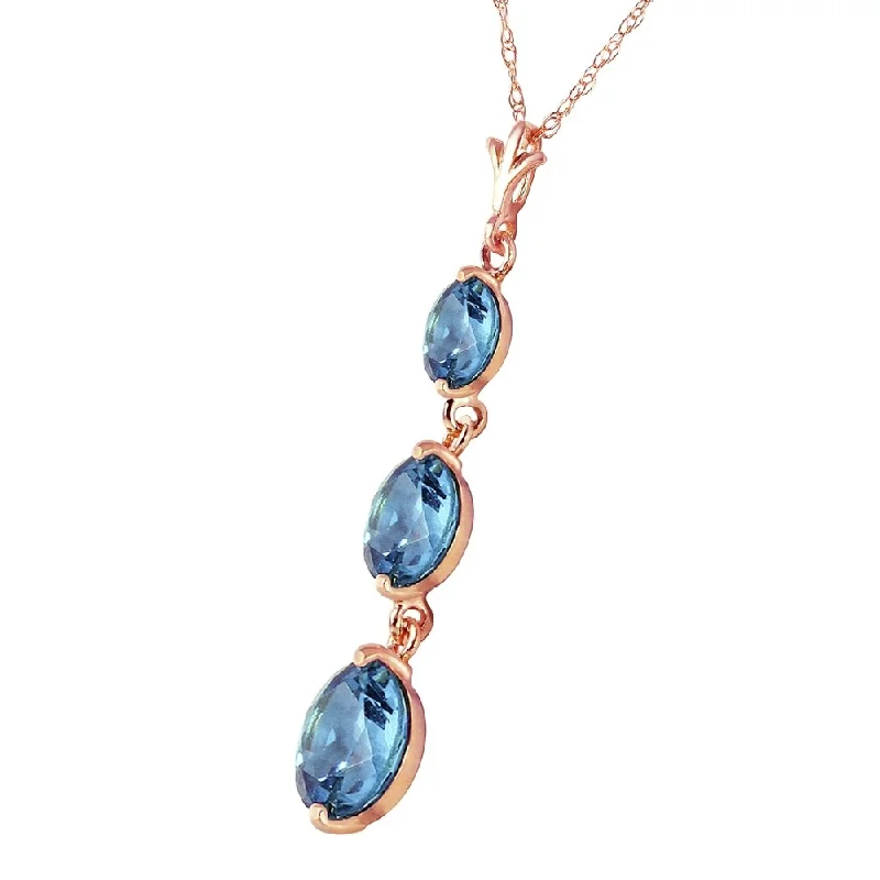 moonstone necklace for women -3.6 Carat 14K Solid Rose Gold Rainfall Blue Topaz Necklace