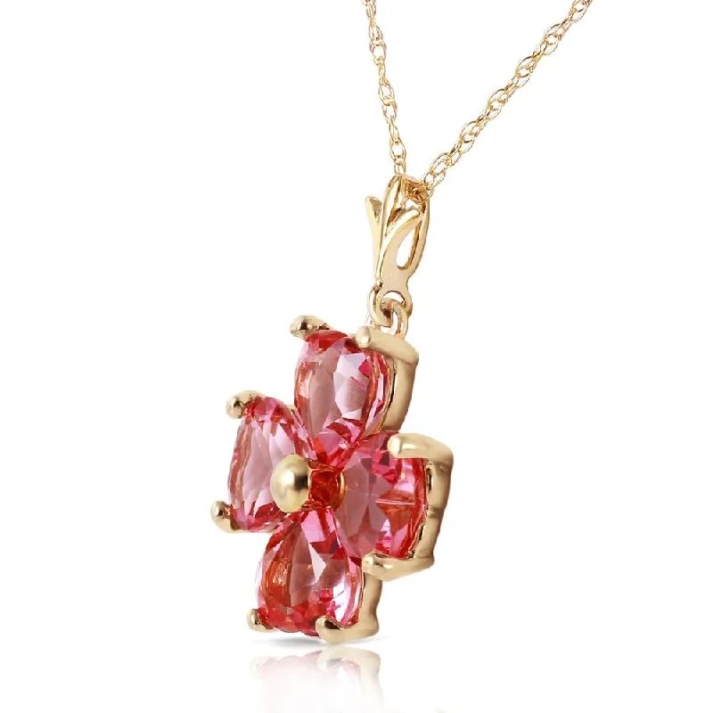 anchor pendant necklace for men -3.8 CTW 14K Solid Gold Orchid Love Pink Topaz Necklace