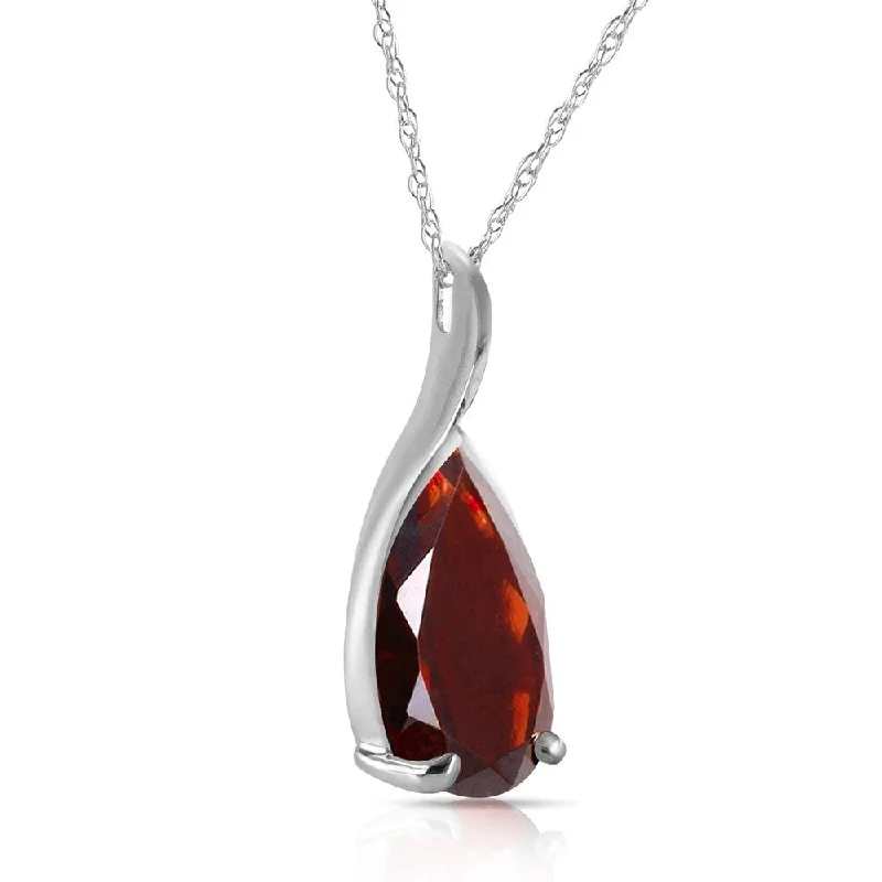 geometric pendant necklace for women -4.7 CTW 14K Solid White Gold Necklace Pear Shape Natural Garnet