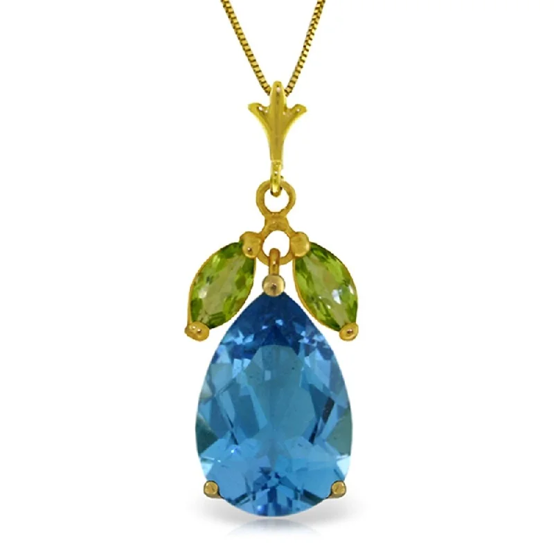 dainty cross necklace for women -6.5 Carat 14K Gold June Morning Blue Topaz Peridot Necklace