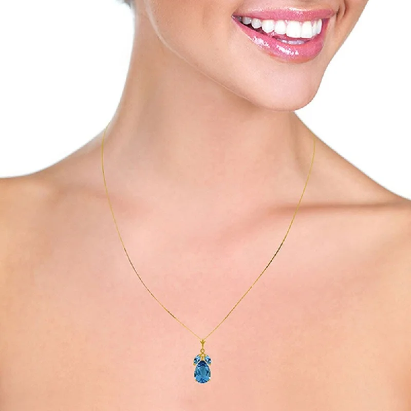 heart pendant necklace for women -6.5 Carat 14K Solid Gold Good Impressions Blue Topaz Necklace