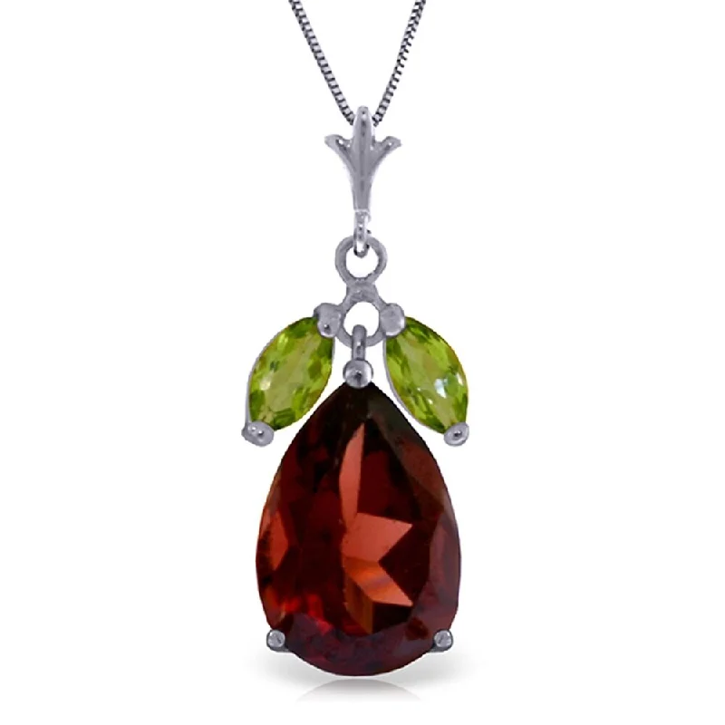 statement necklace for women -6.5 Carat 14K White Gold Necklace Garnet Peridot