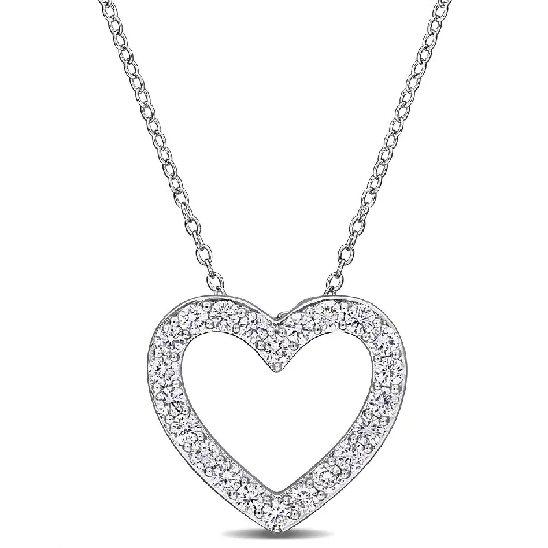 elegant pearl necklace for weddings -Created Forever 1ct TW Lab-Grown Diamond Open Heart Shaped Necklace in Sterling Silver