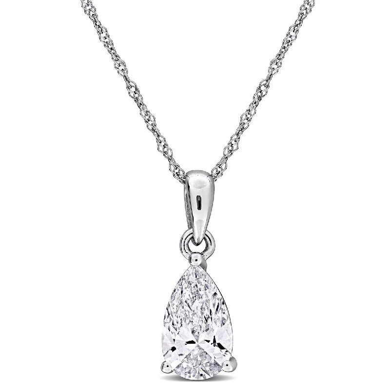 personalized handwriting necklace -Created Forever 1ct TW Pear-Shaped Lab-Grown Diamond Pendant Chain in 10k White Gold