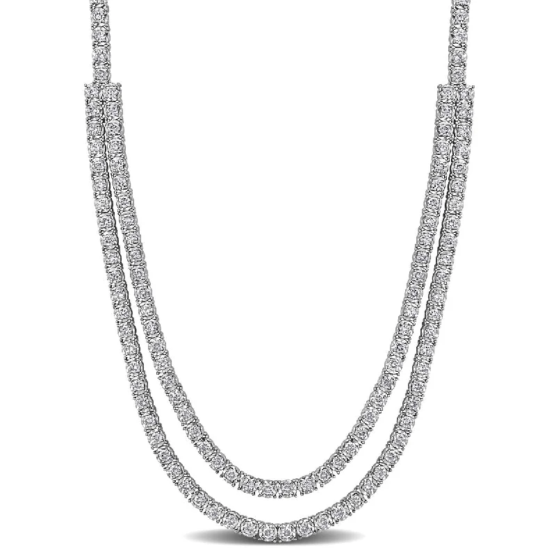 gold necklace for women -Created Forever 5 7/8ct TW Lab-Grown Diamond Double Strand Necklace in 14k White Gold