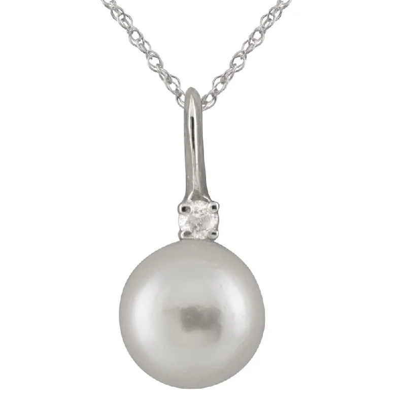 dainty cross necklace for women -Diamond Accent Pearl Pendant