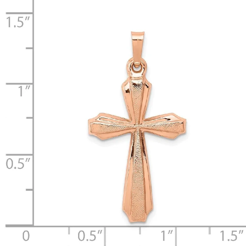 custom engraved necklace for couples -Diamond2Deal 14K Rose Gold Textured, Brushed and Polished Passion Cross Pendant (L- 34 mm, W- 17.5 mm)