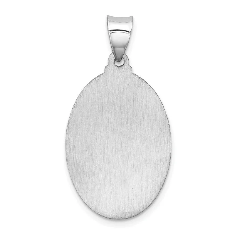 moonstone necklace for women -Diamond2Deal 14K White Gold Polished and Satin St. Christopher Medal Pendant (L- 33.5 mm, W- 17 mm)