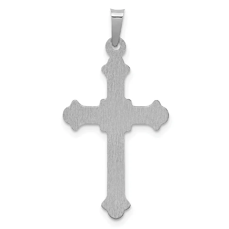 flower pendant necklace for women -Diamond2Deal 14K White Gold Polished INRI Crucifix Cross Pendant (L- 31 mm, W- 17 mm)