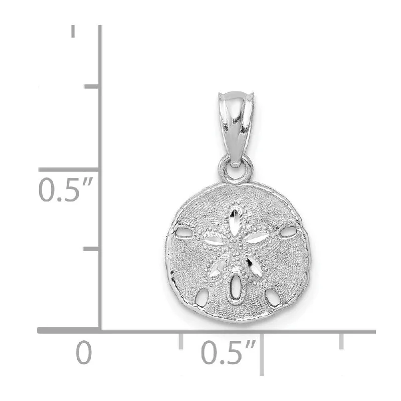 custom coordinate necklace for gifts -Diamond2Deal 14K White Gold Polished Textured Sand Dollar Pendant (L- 17 mm, W- 11 mm)