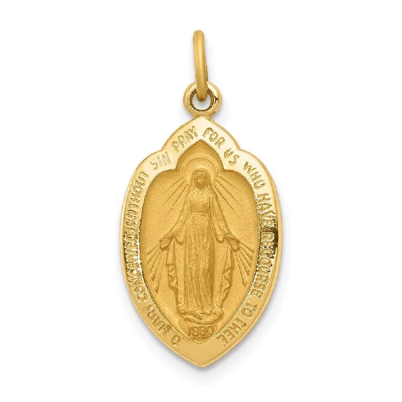 diamond tennis necklace for women -Diamond2Deal 14K Yellow Gold Miraculous Medal Pendant (L- 24 mm, W- 12 mm)