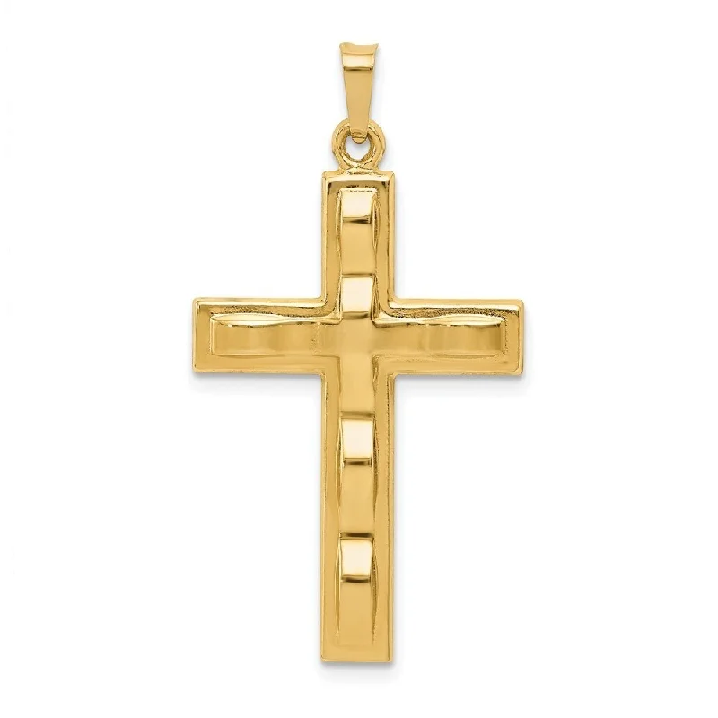 gold necklace for women -Diamond2Deal 14K Yellow Gold Polished Cross Pendant (L- 35.8 mm, W- 20.2 mm)