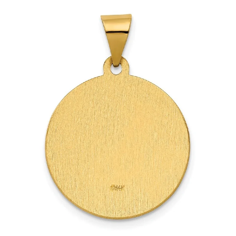 custom coordinate necklace for gifts -Diamond2Deal 14K Yellow Gold Polished Satin St. Rita Hollow Medal Pendant (L- 26.2 mm, W- 18.7 mm)