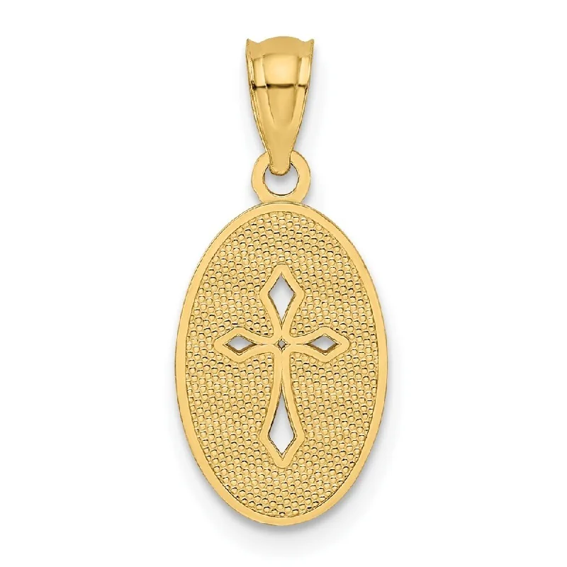 boho style necklace for women -Diamond2Deal 14K Yellow Gold Polished Small Cross Medal Pendant (L- 20.5 mm, W- 9 mm)