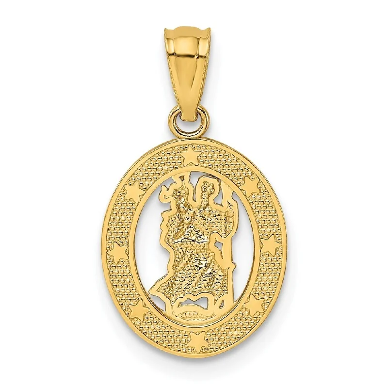 romantic couple necklaces for lovers -Diamond2Deal 14K Yellow Gold Polished St Christopher Pendant (L- 21.5 mm, W- 12 mm)