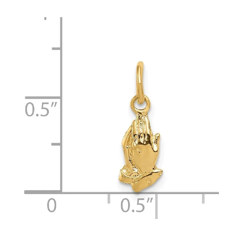 butterfly charm necklace for girls -Diamond2Deal 14K Yellow Gold Praying Hands Pendant (L- 0.63 Inch, W- 0.35 Inch)