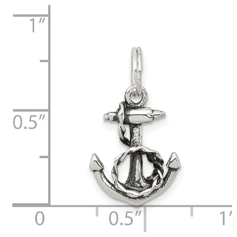 pearl necklace for brides -Diamond2Deal 925 Sterling Silver Anchor Pendant (L- 17 mm, W- 13 mm)