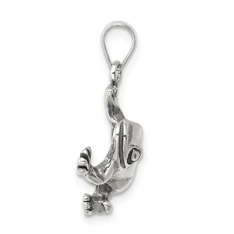 custom family tree necklace -Diamond2Deal 925 Sterling Silver Antiqued Frog Pendant (L- 18 mm, W- 17 mm)