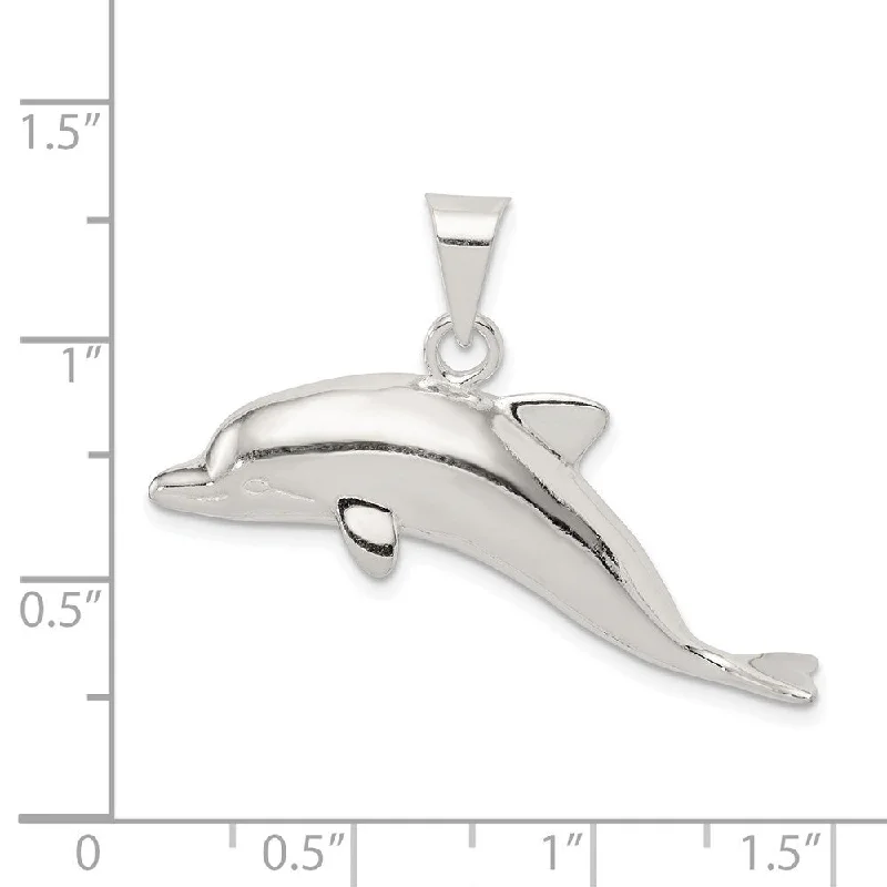 gold necklace for women -Diamond2Deal 925 Sterling Silver Dolphin Pendant (L- 25 mm, W- 38 mm)