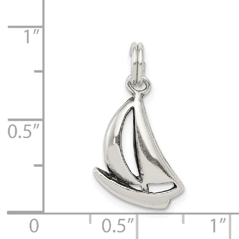 ruby necklace for women -Diamond2Deal 925 Sterling Silver Sailboat Pendant (L- 20 mm, W- 12 mm)