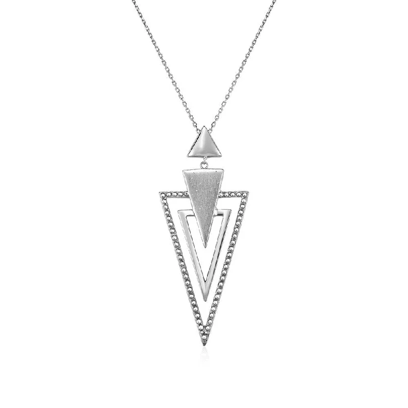 gold initial necklace for layering -Graduated Textured Triangle Pendant in Sterling Silver