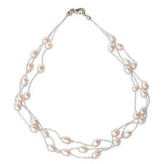 choker necklace for women -Handmade Charming Rose Pearl Choker (Thailand)