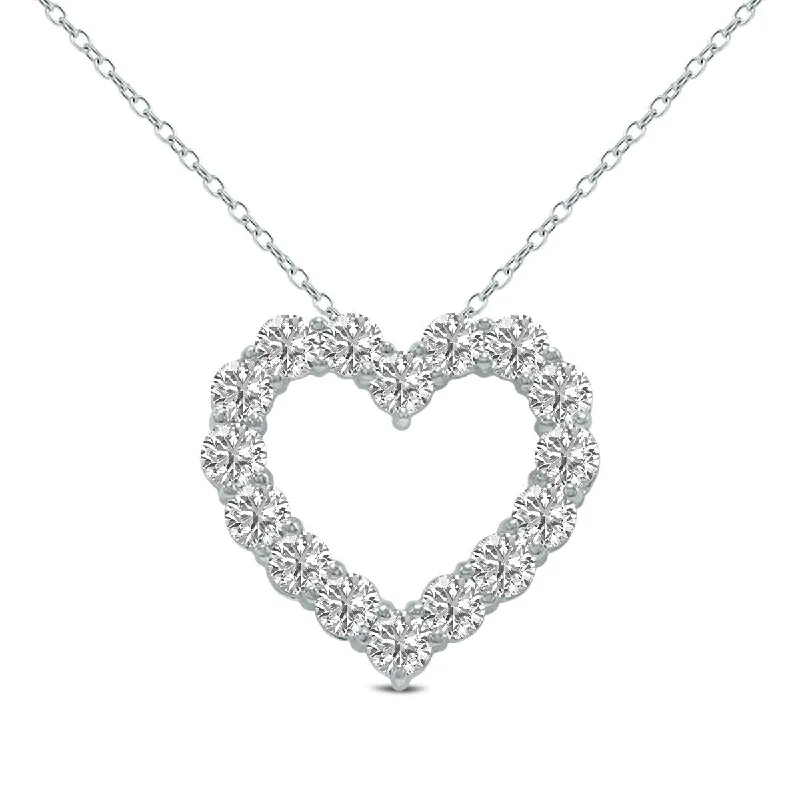 dainty pearl necklace for bridesmaids -Marquee 1/2 Carat TW Lab Grown Diamond Heart Shape Pendant in 14K White Gold