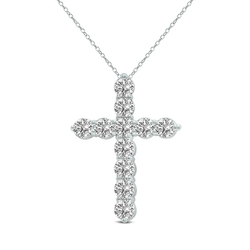 butterfly charm necklace for girls -Marquee 1/2 Carat TW Lab Grown Diamond Religious Cross Pendant in 14K White Gold