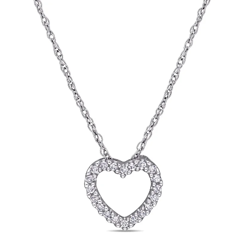 minimalist gold necklace for everyday wear -Miadora 1/10ct TW Diamond Heart Pendant Chain in 10k White Gold