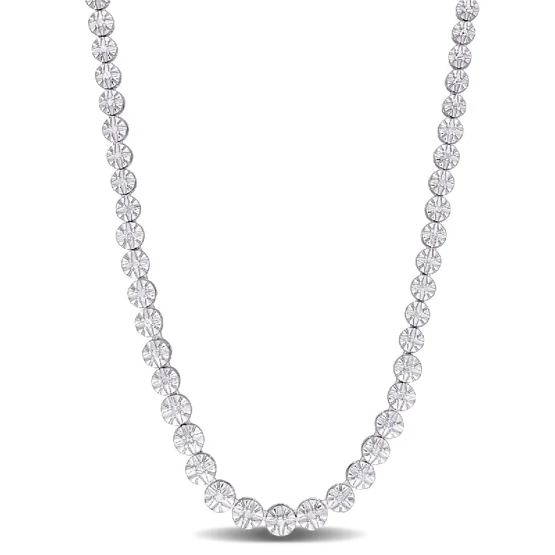 personalized handwriting necklace -Miadora 1/2ct TDW Diamond Tennis Necklace in Sterling Silver