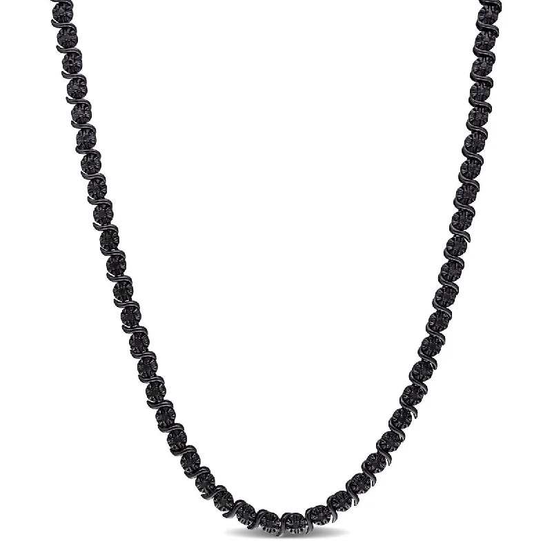 statement necklace for women -Miadora 1/2ct TW Black Diamond Tennis Necklace in Sterling Silver Black Rhodium