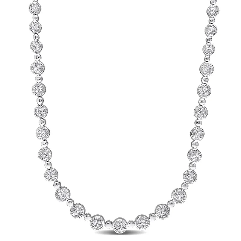 teardrop necklace for women -Miadora 1ct TDW Diamond Tennis Necklace in Sterling Silver