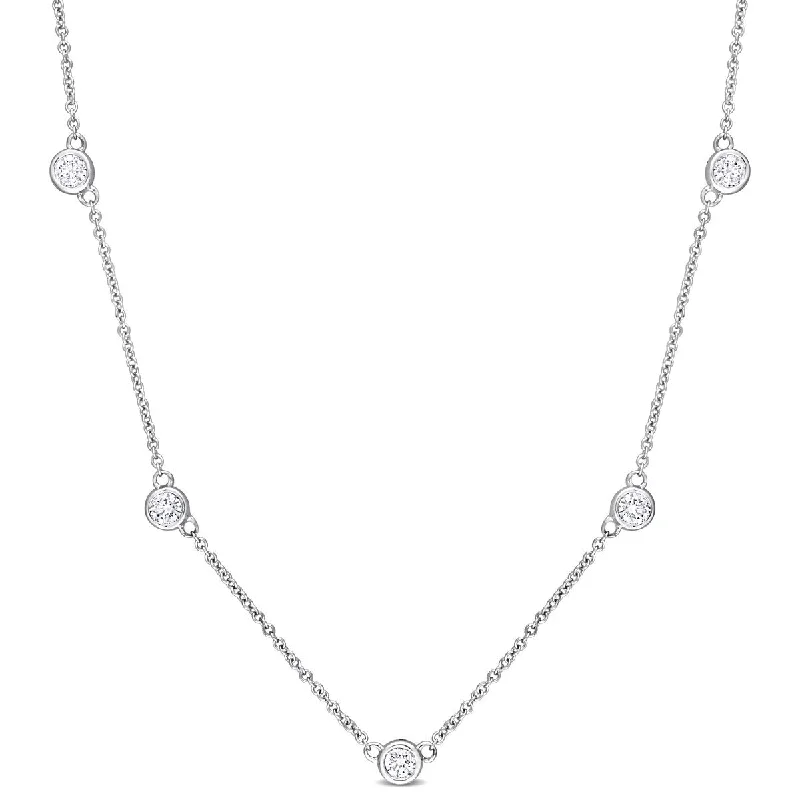 double layered necklace for women -Miadora 1ct TW Diamond Station Necklace in Platinum