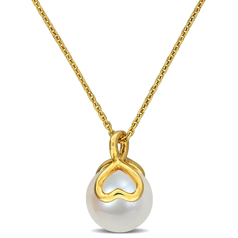 adjustable necklace for women -Miadora 9-9.5mm Cultured Freshwater Pearl Necklace in 14k Yellow Gold