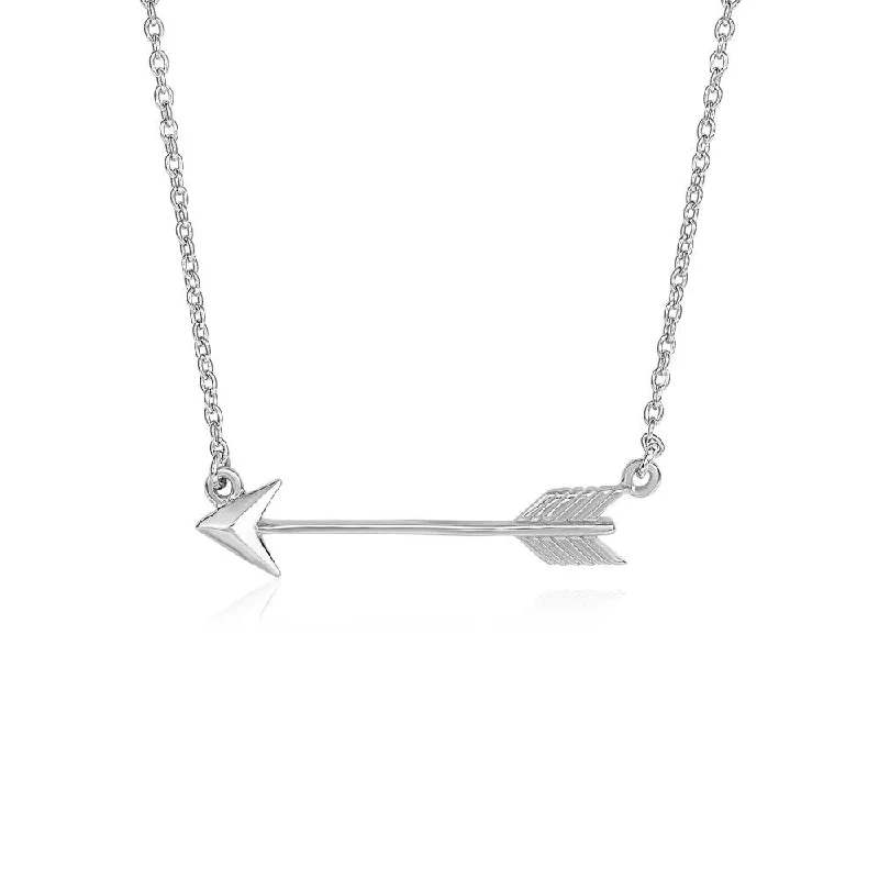 pearl necklace for brides -Necklace with Arrow in Sterling Silver