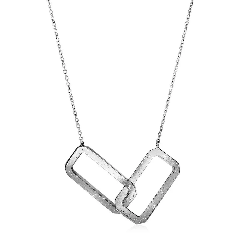 handmade gemstone necklace -Necklace with Interlocking Open Rectangles in Sterling Silver