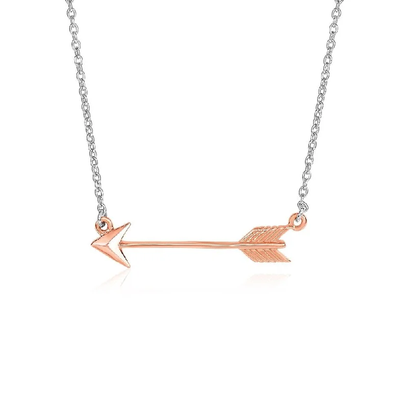 matching friendship necklaces -Necklace with Rose Finish Arrow in Sterling Silver