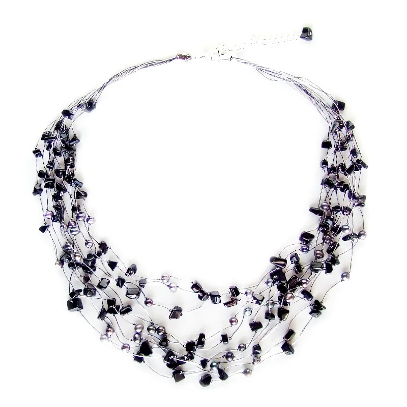 zodiac constellation necklace for women -Pearl 'Midnight Shower' Necklace