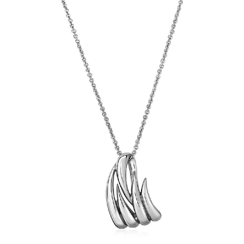 classic pearl necklace for formal events -Pendant with Polished Leaf Motif in Sterling Silver