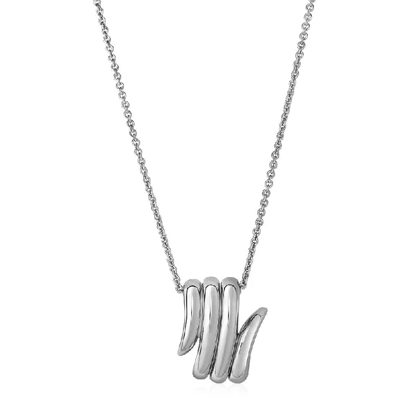 choker necklace for women -Pendant with Polished Twist Motif in Sterling Silver