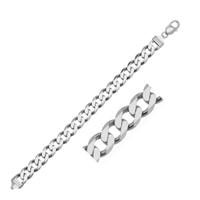 layered necklace set for women -Rhodium Plated 9.5mm Sterling Silver Curb Style Chain