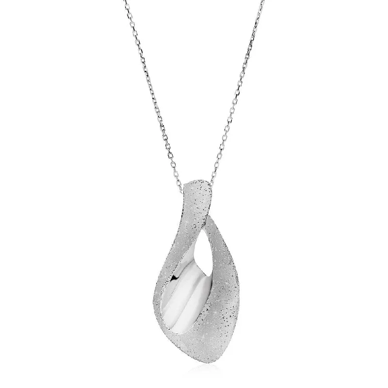 vintage silver necklace for women -Sparkle Textured Teardrop Motif Necklace in Sterling Silver