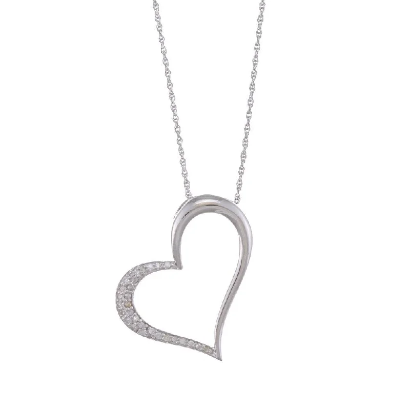 gold nameplate necklace for women -Sterling Silver 1/5ct TDW Diamond Heart Necklace