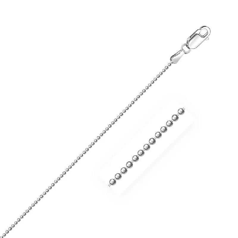 simple gold pendant necklace -Sterling Silver Rhodium Plated Bead Chain 1.2mm