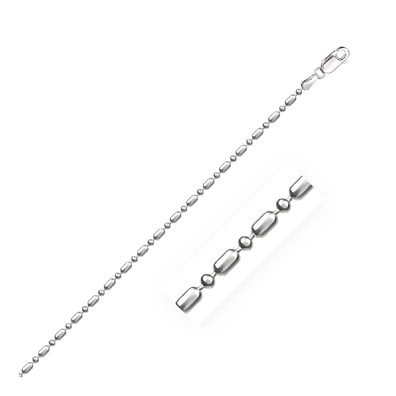 double layered necklace for women -Sterling Silver Rhodium Plated Bead Chain 1.5mm