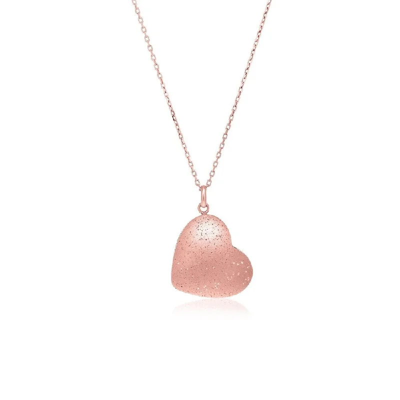 layered chain necklace for women -Sterling Silver Rose Tone Stardust Heart Style Pendant