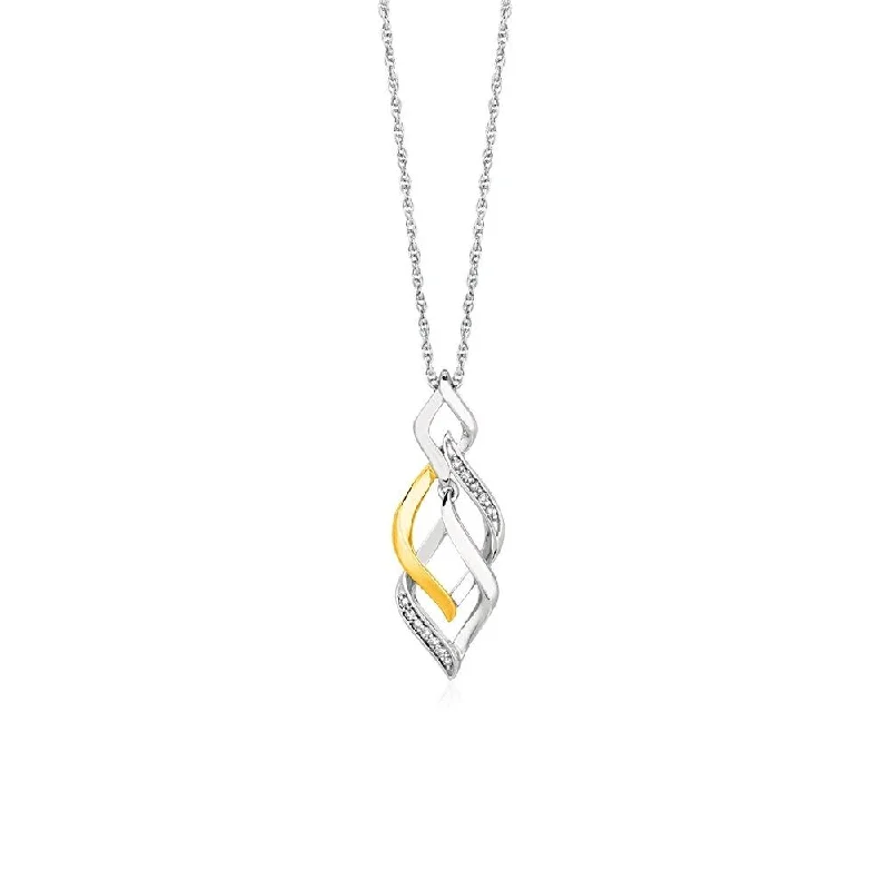 layered necklace set for women -Two Toned Interlocking Twist Pendant with Diamonds in Sterling Silver