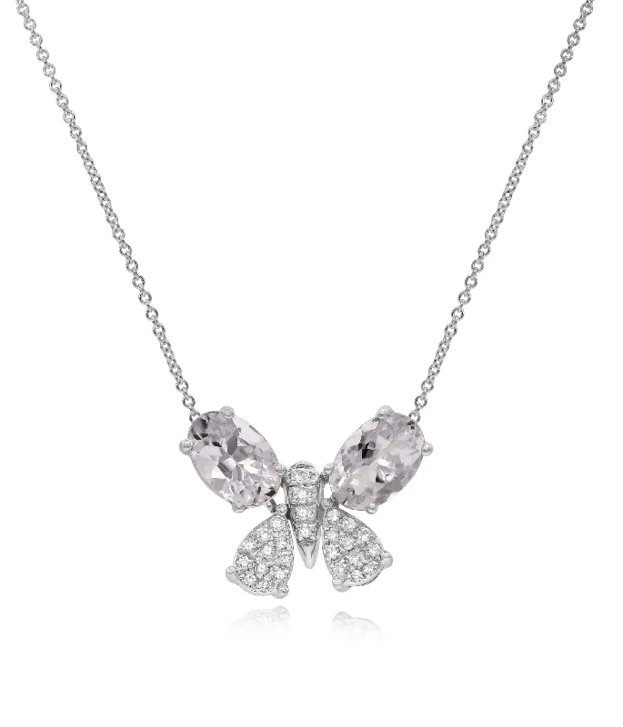 infinity necklace for women -0.08ct Diamond and 0.67ct Morganite Necklace set in 14KT White Gold /  NL759